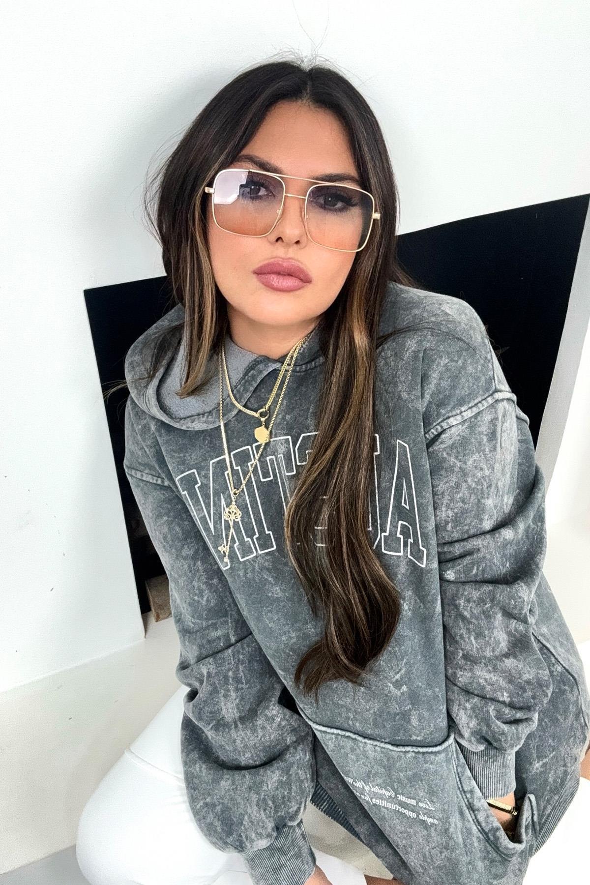 Kapüşonlu Austin Sweatshirt Gri