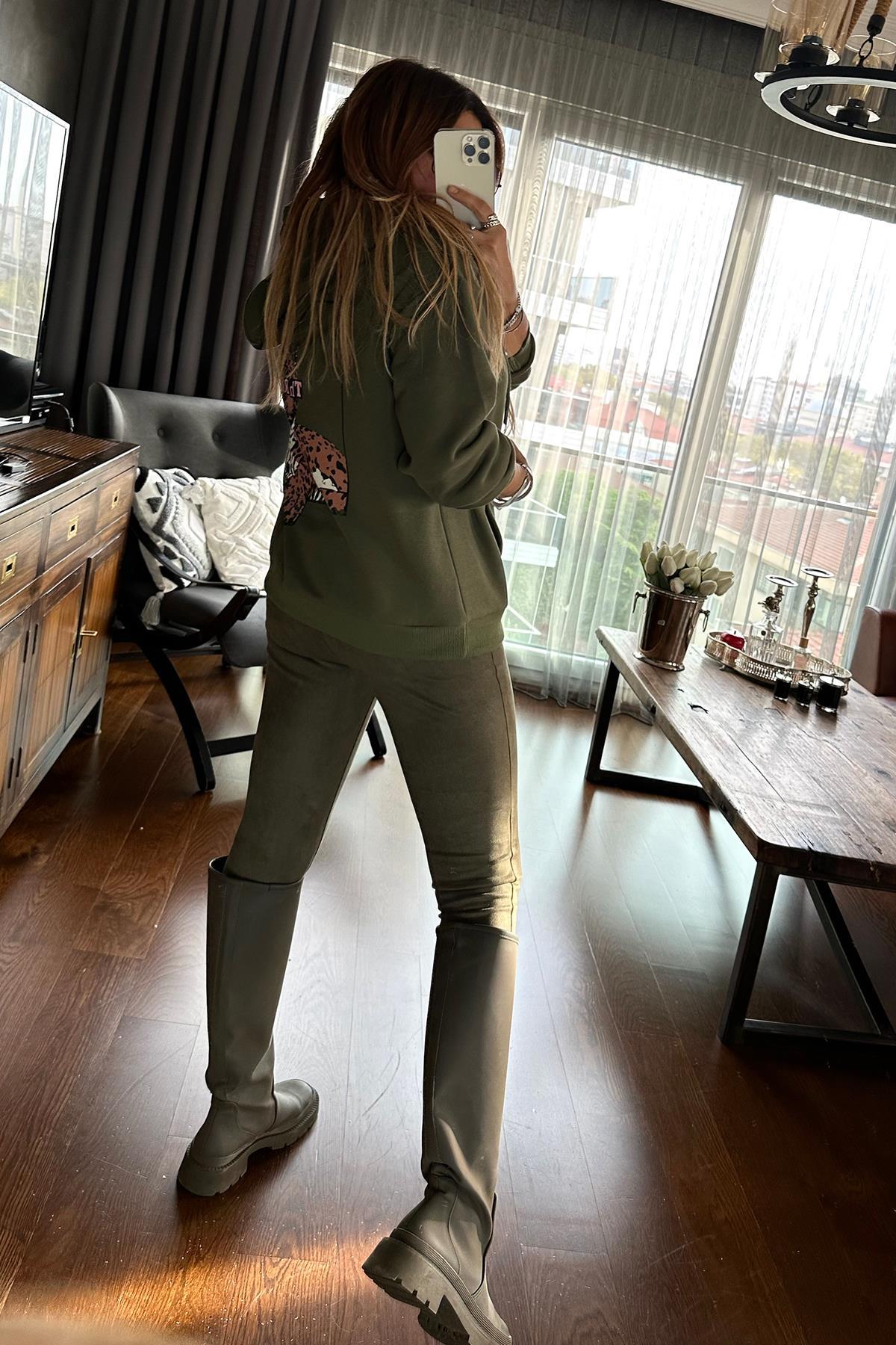 Kapüşonlu Thrill Sweatshirt Haki
