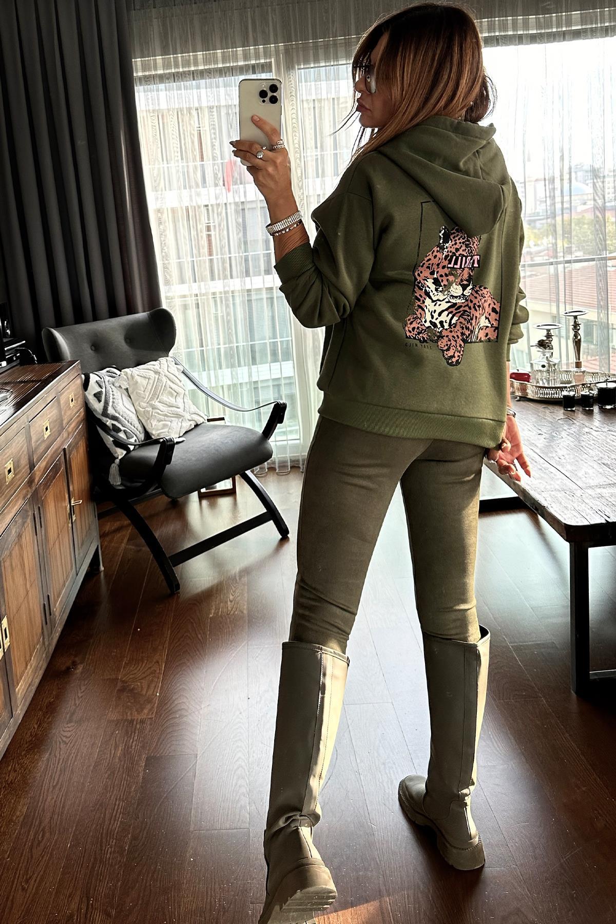 Kapüşonlu Thrill Sweatshirt Haki