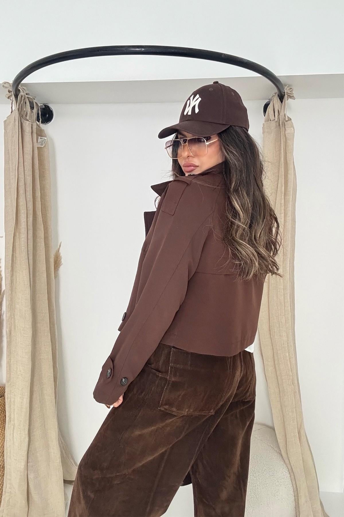Kısa Trenchcoat Acı Kahve