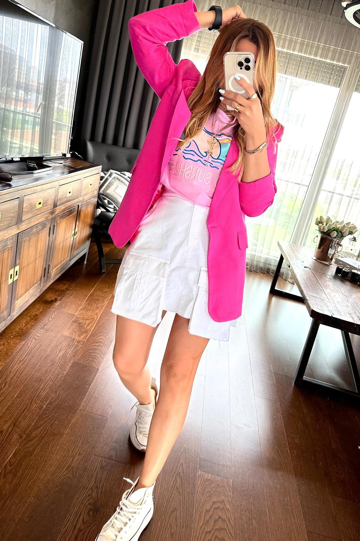 Kolsuz Hello Sunshine Tshirt Pembe