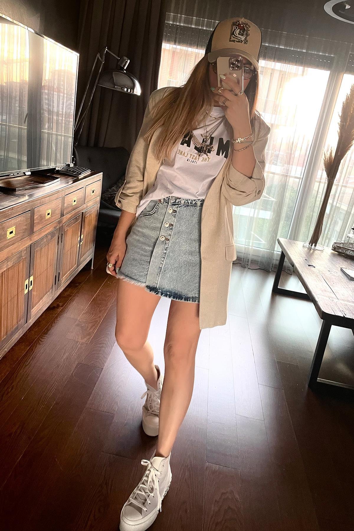 Leoparlı Milan Tshirt Beyaz