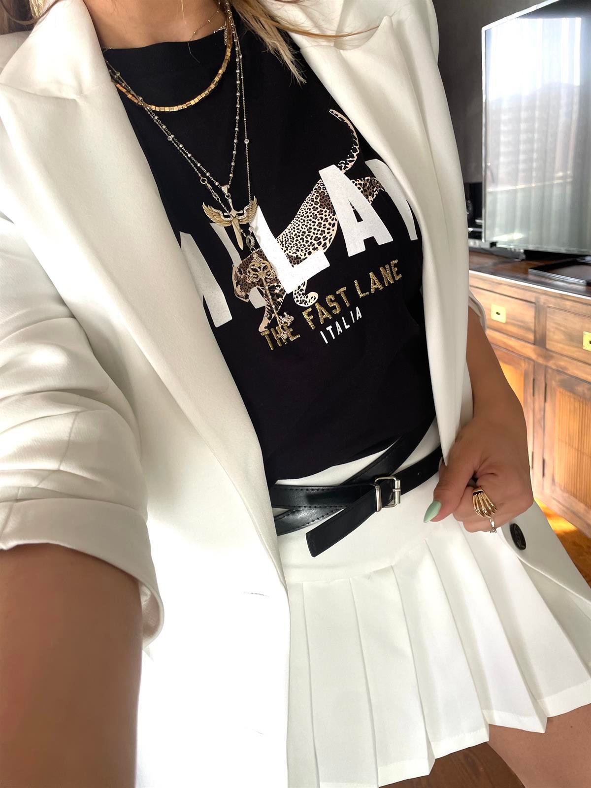 Leoparlı Milan Tshirt Siyah