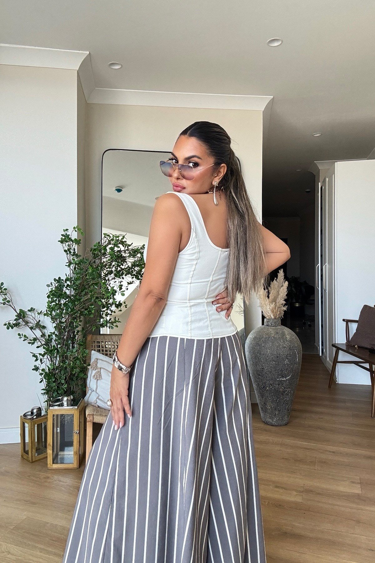Likralı Fermuarlı Jean Bustiyer Ekru