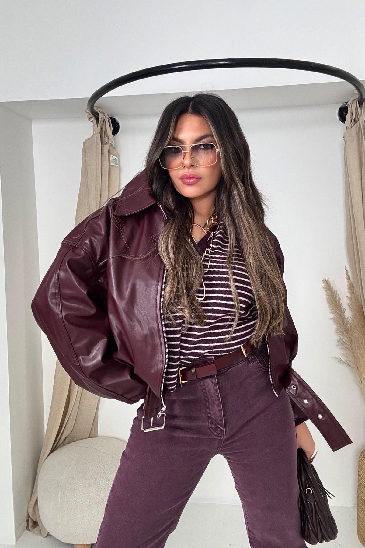 Likralı Flare Jean Mürdüm
