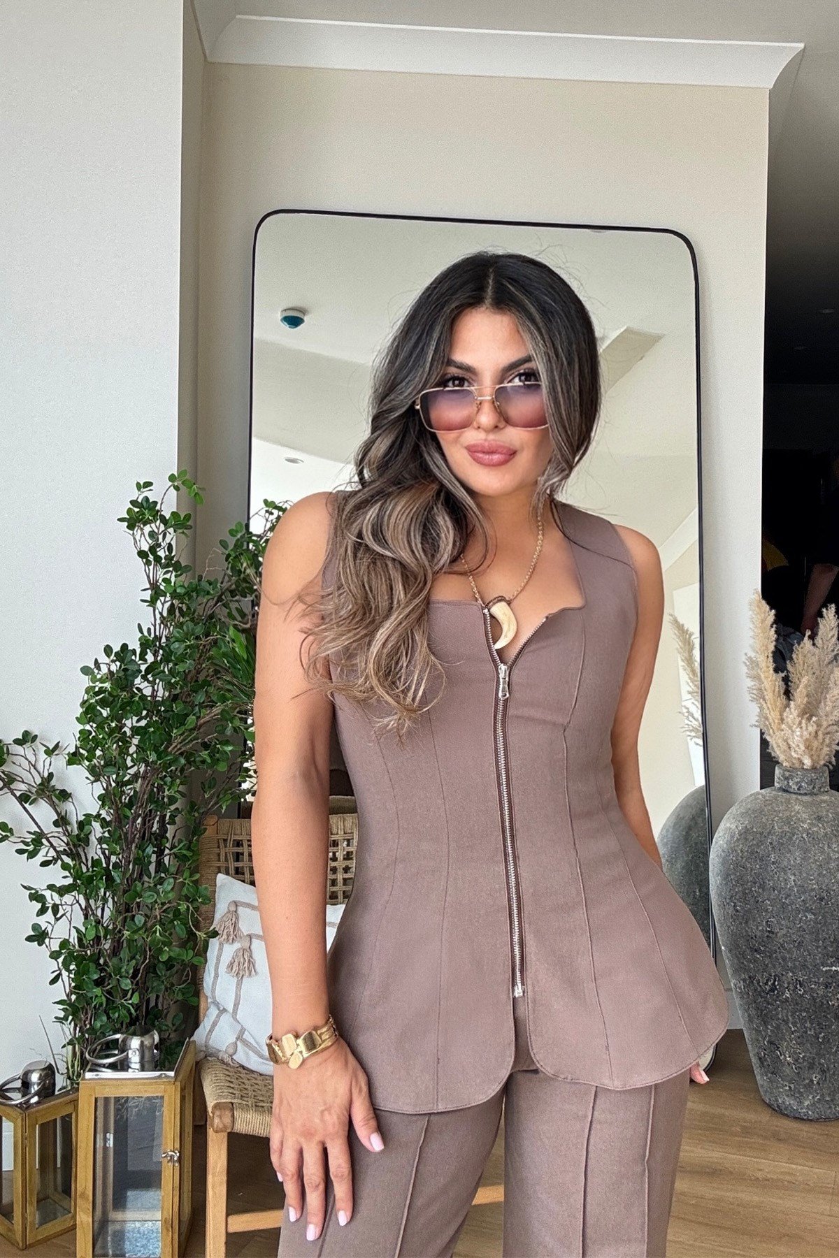 Likralı Korse Model Tasarım Takım Kahve