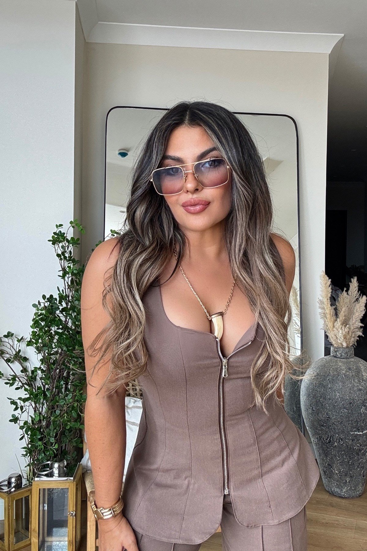 Likralı Korse Model Tasarım Takım Kahve
