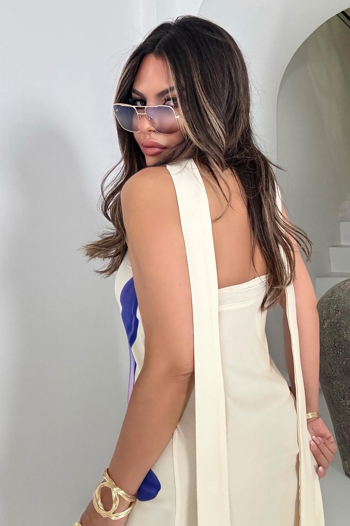 Lilyum Straplez Elbise Mor