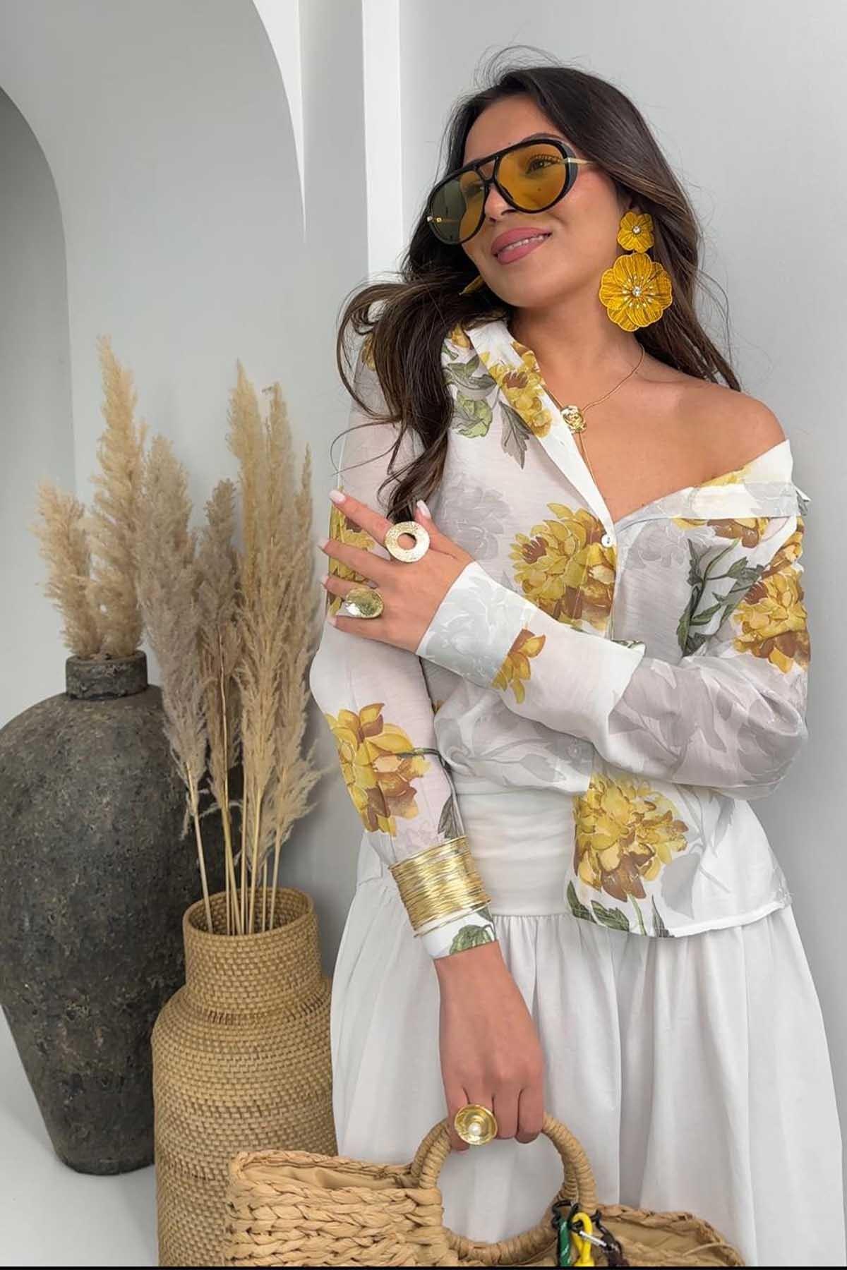 Mandevilla Çieçeği Küpe Sarı