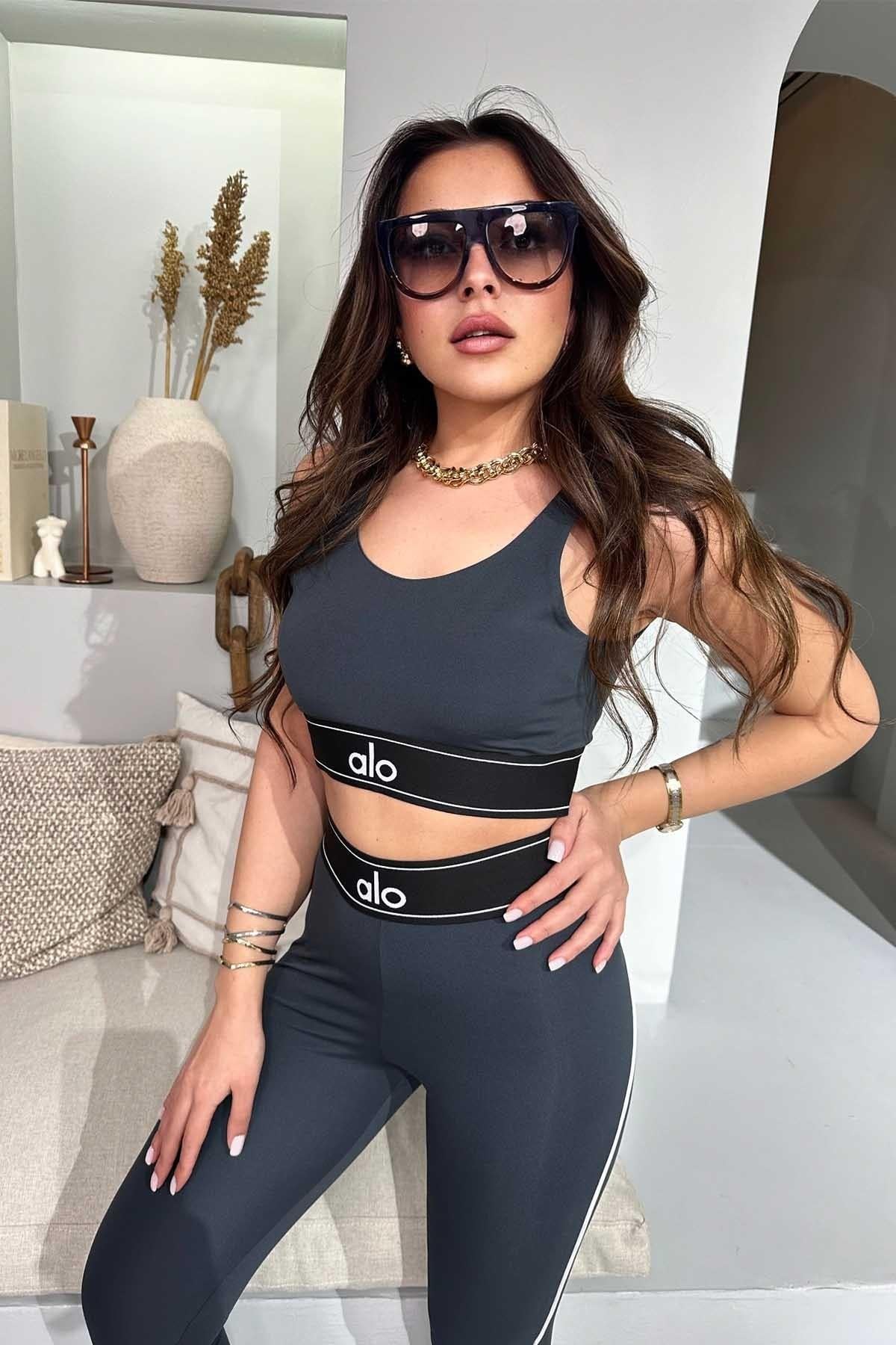 Marka Model Biye Detay Tayt Crop Takım Antrasit