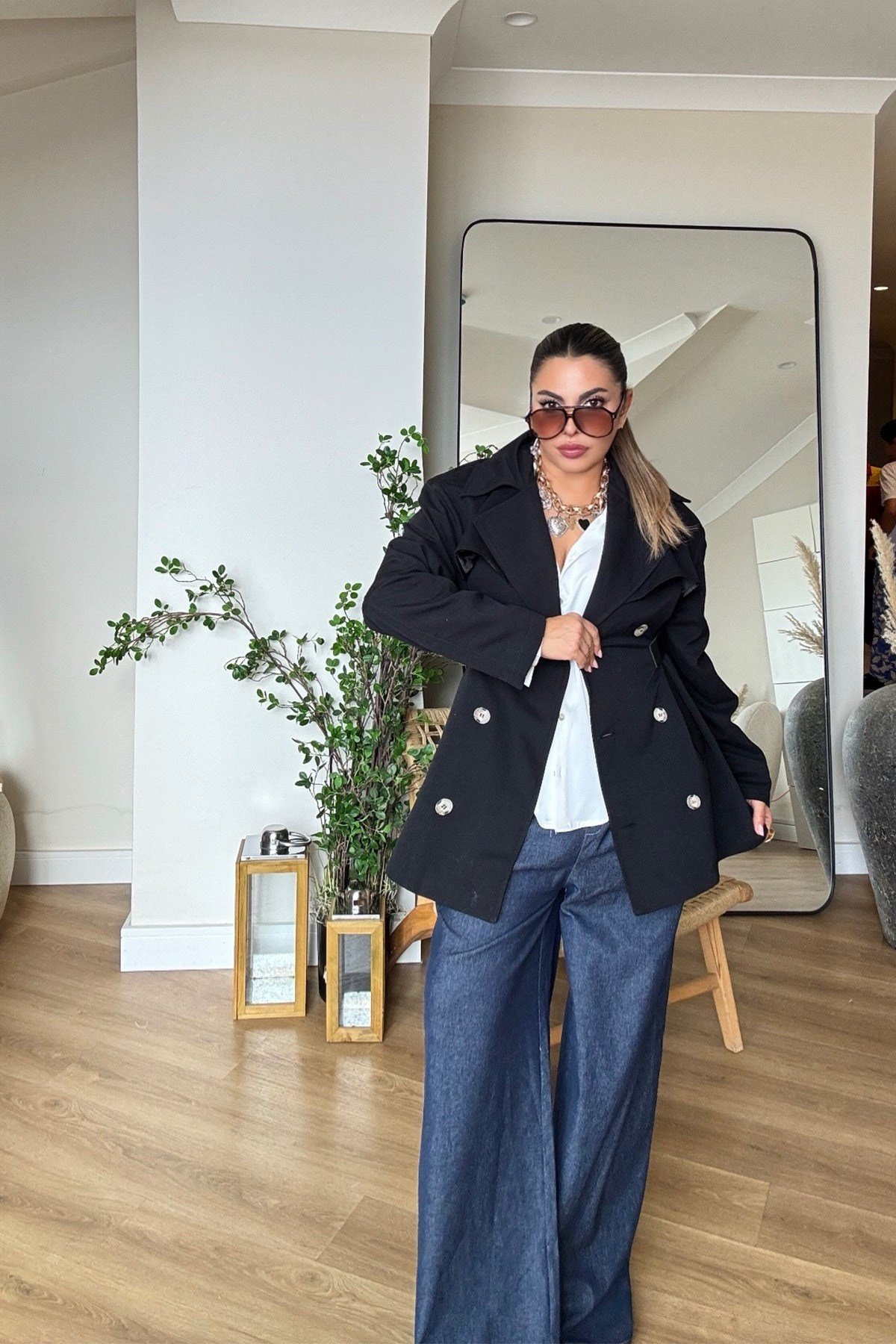 Marka Model Deri Kemer Detaylı Trenchcoat Siyah