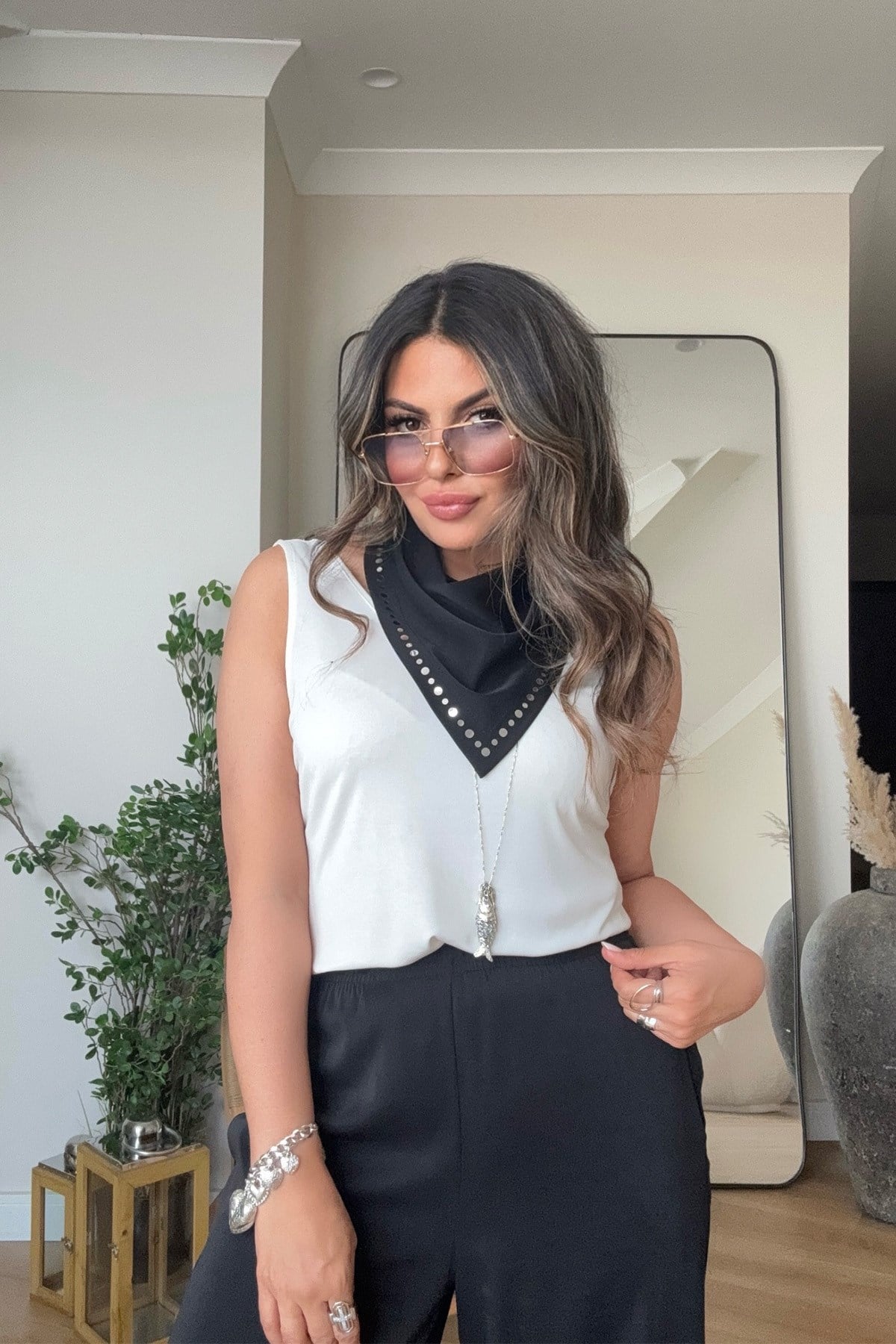 Marka Model Şal Bağlamalı Pantolon Siyah