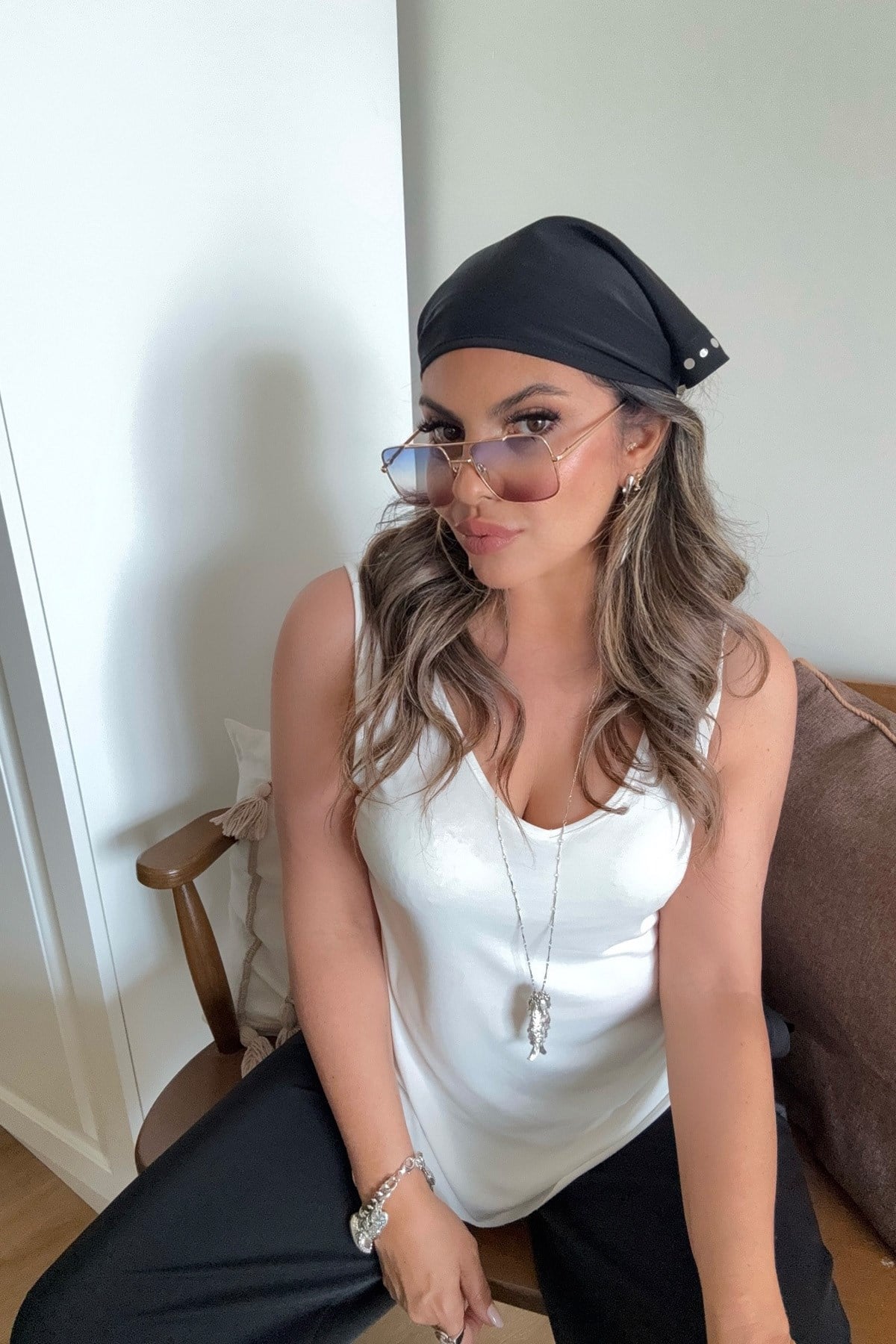 Marka Model Şal Bağlamalı Pantolon Siyah