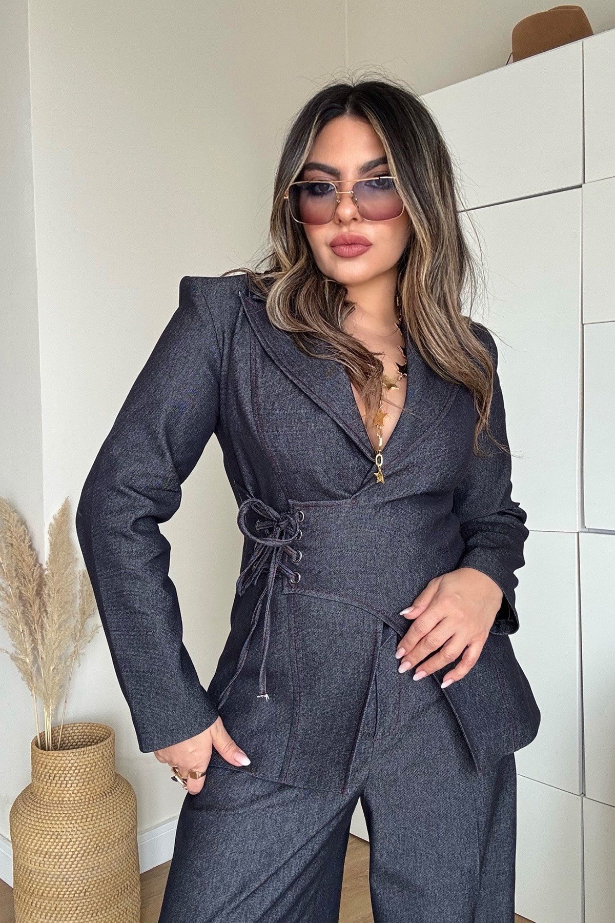 Massi Jean Ceket Pantolon Takım Lacivert