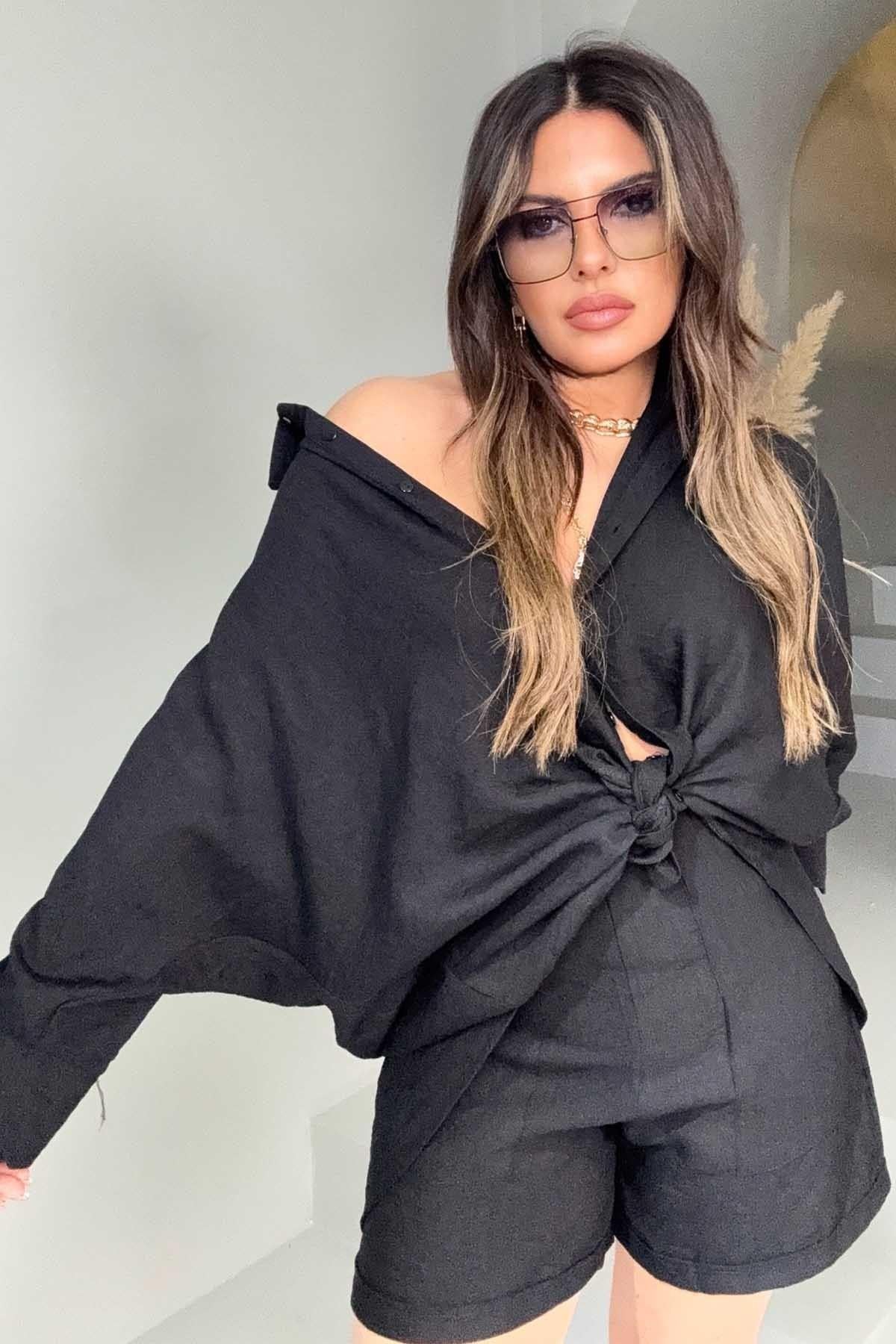 Massi Model Oversize Şortlu Takım Siyah
