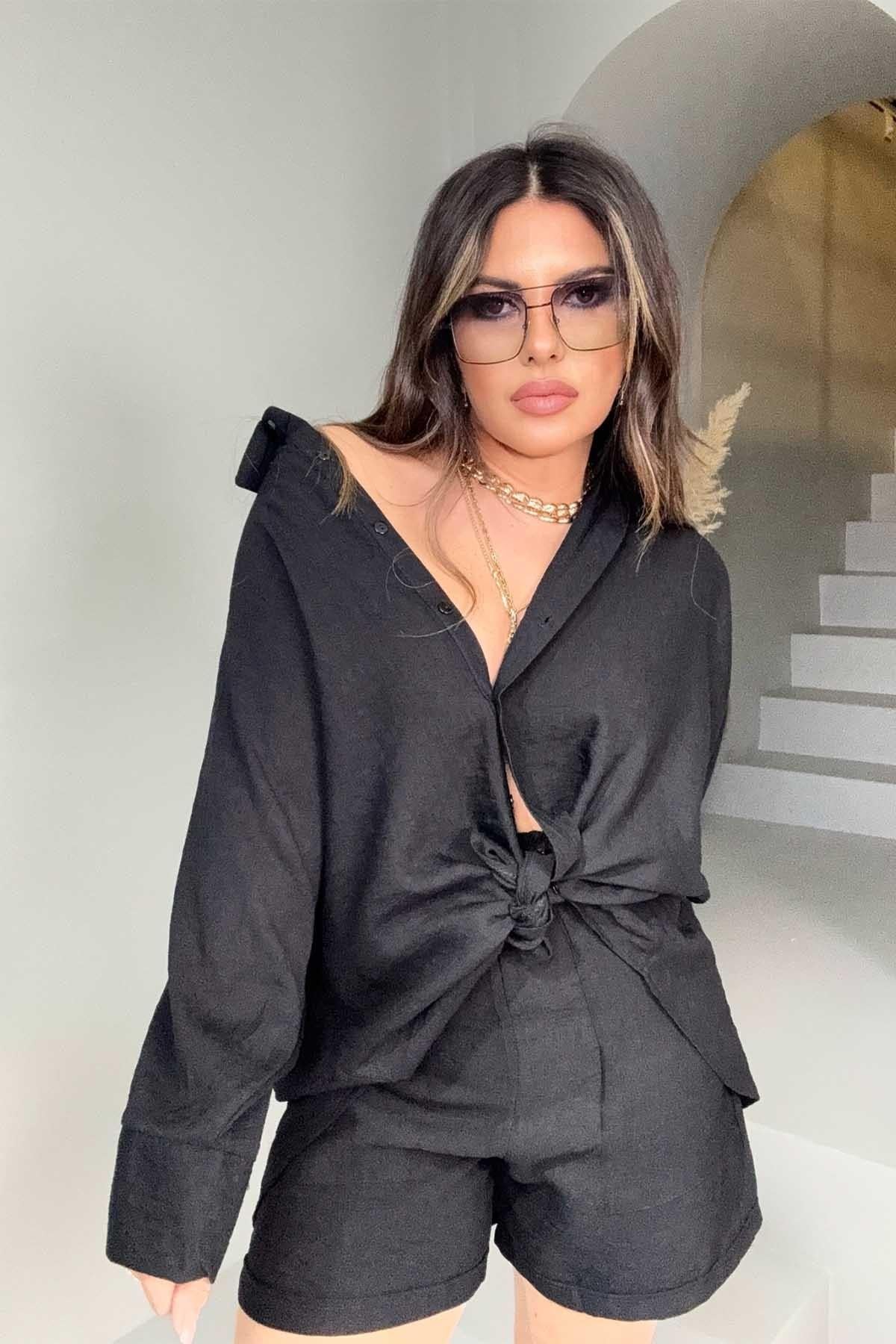 Massi Model Oversize Şortlu Takım Siyah