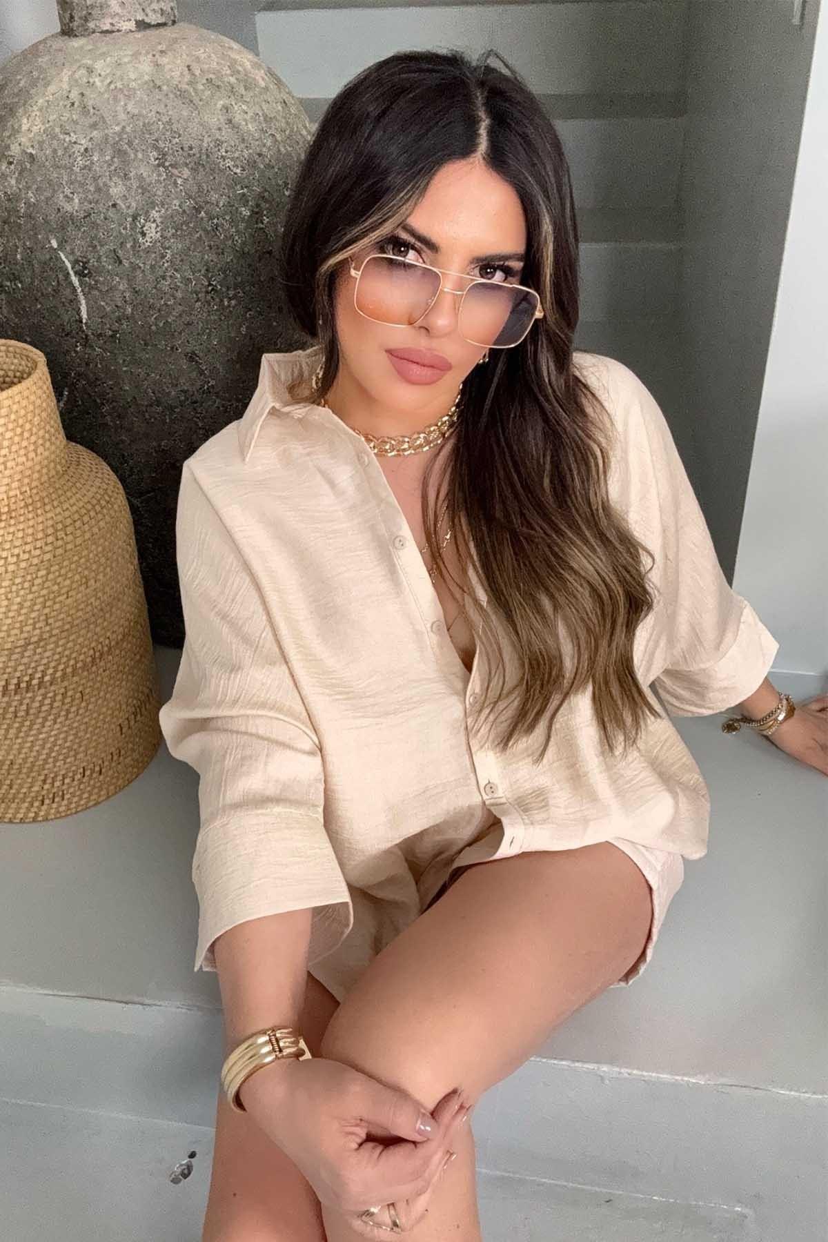Massi Model Oversize Şortlu Takım Taş