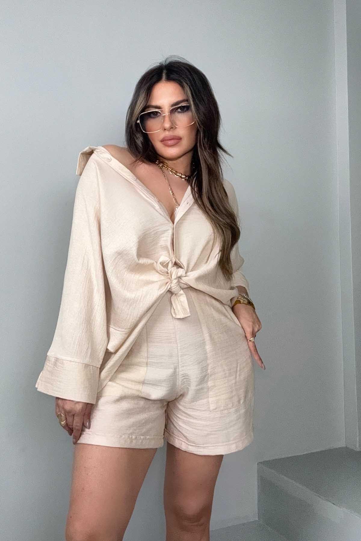 Massi Model Oversize Şortlu Takım Taş