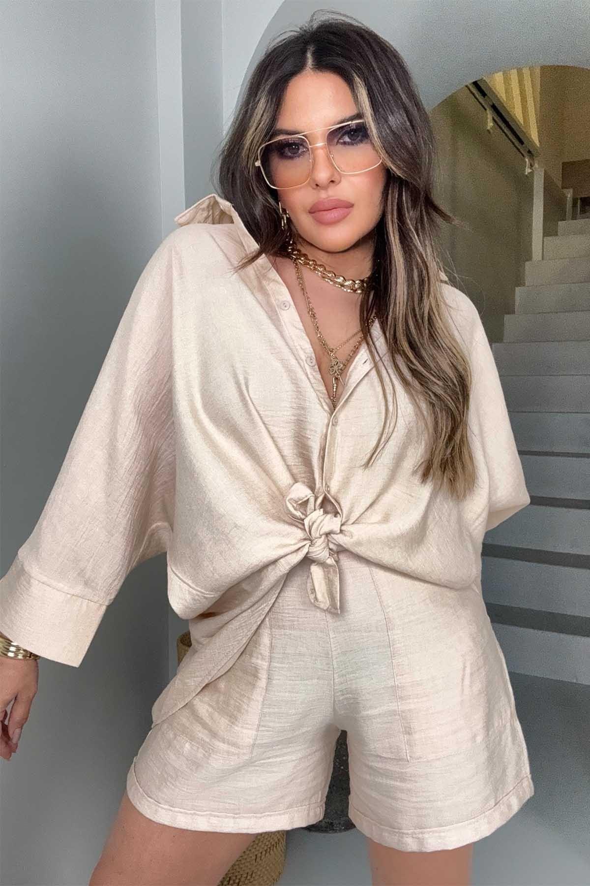 Massi Model Oversize Şortlu Takım Taş