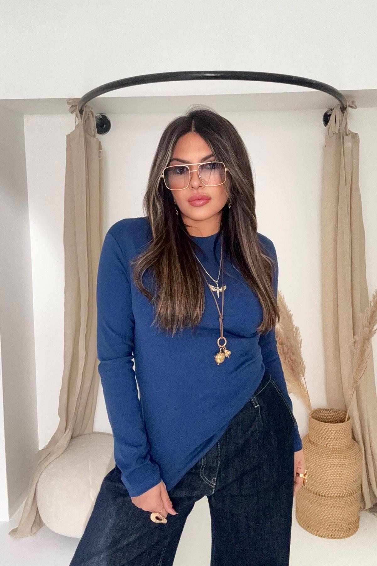 Massi Uzun Kol Pamuk Tshirt Saks
