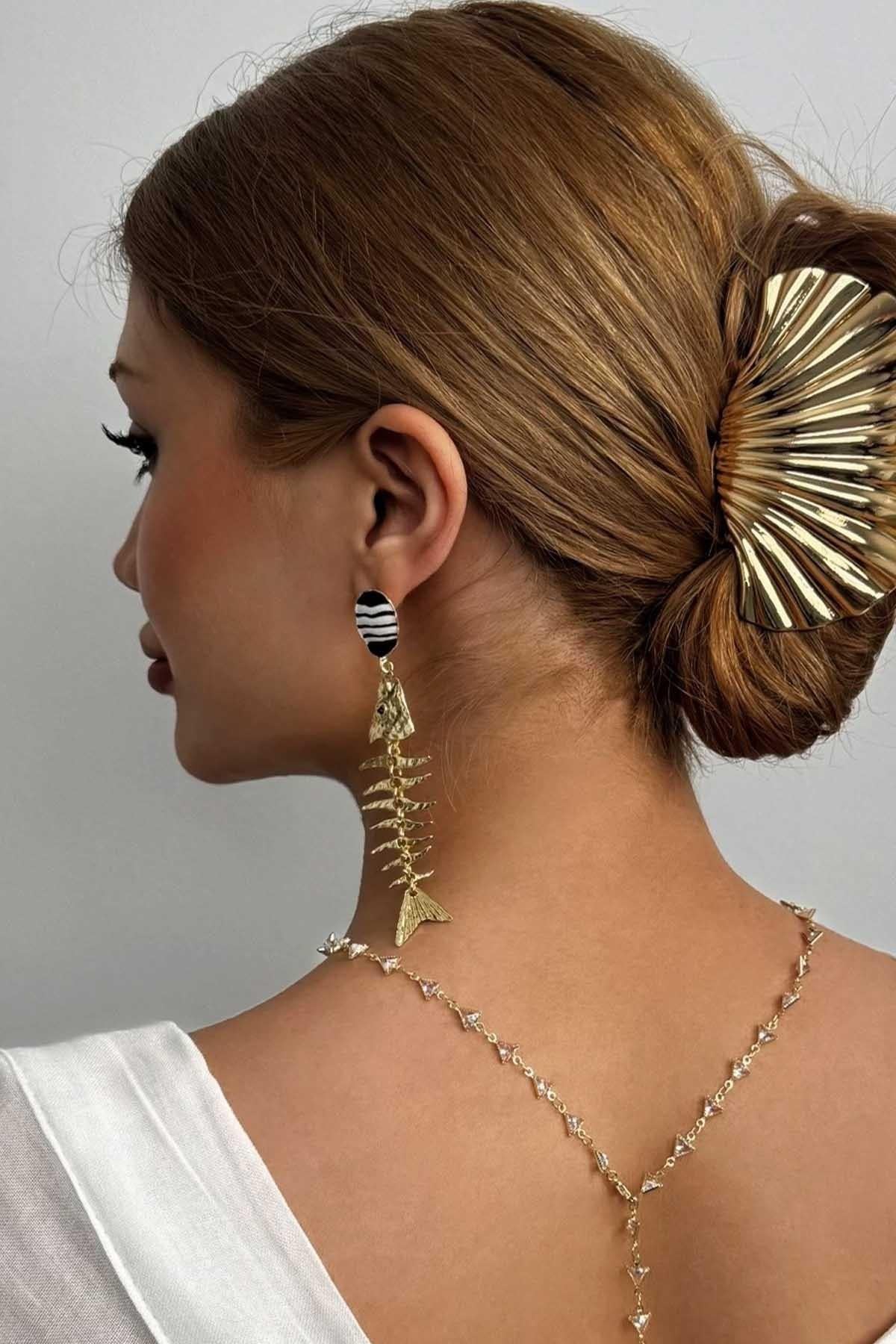 Metal Balık Küpe Gold