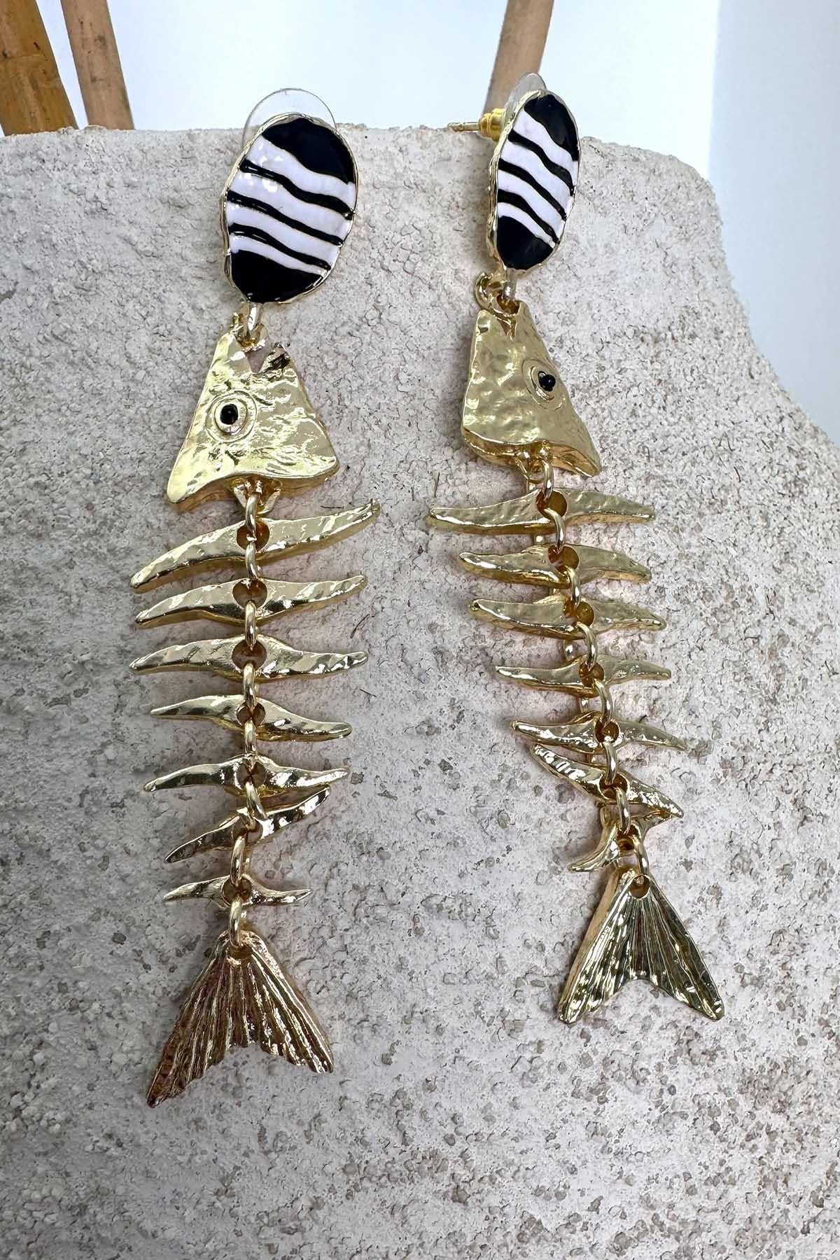 Metal Balık Küpe Gold