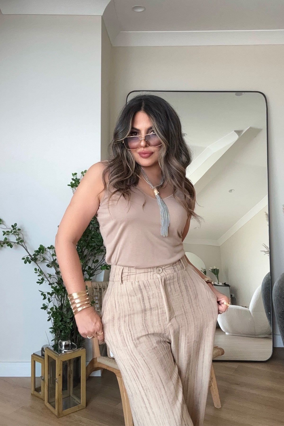 Modal Kumaş Askılı Atlet Camel