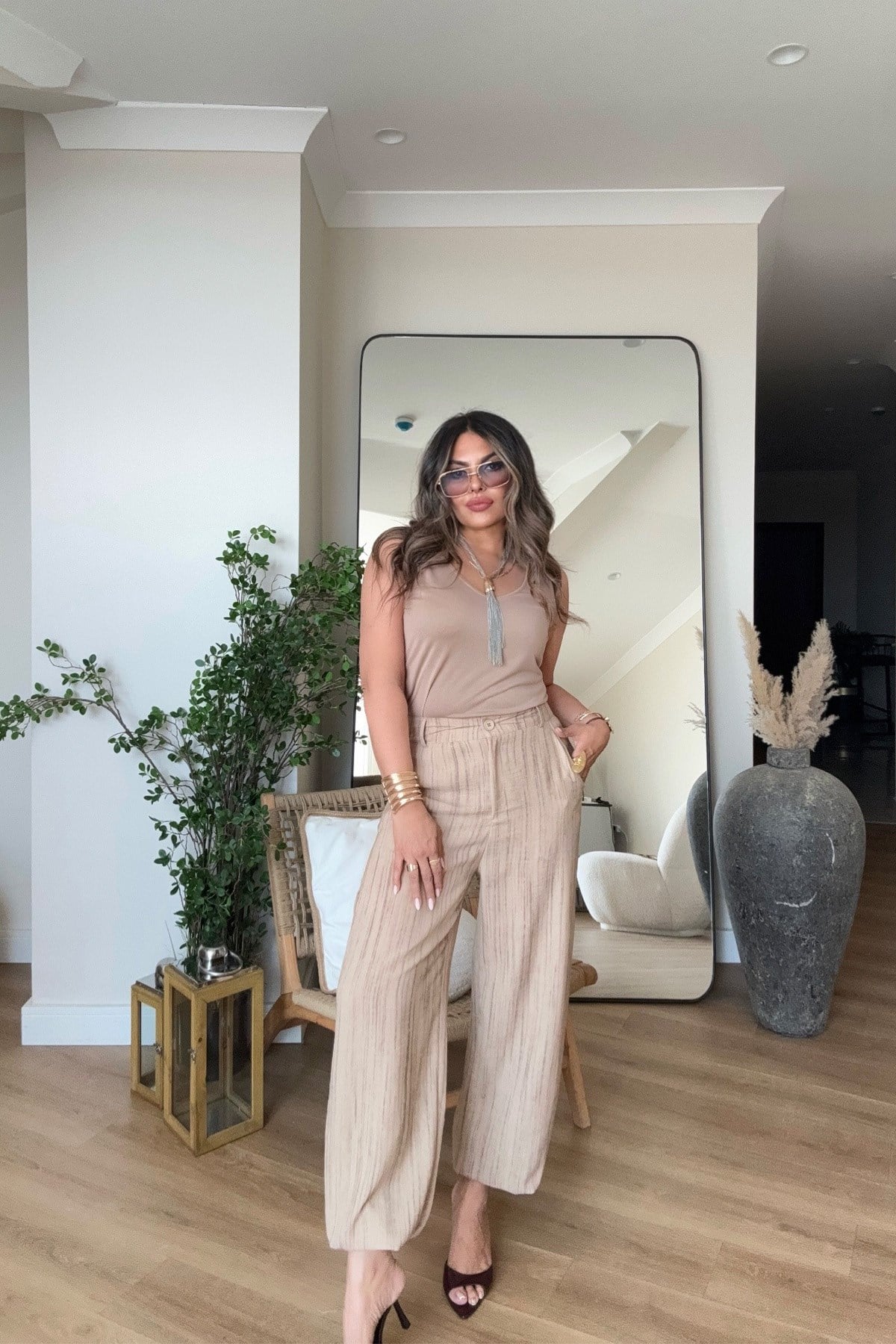 Modal Kumaş Askılı Atlet Camel