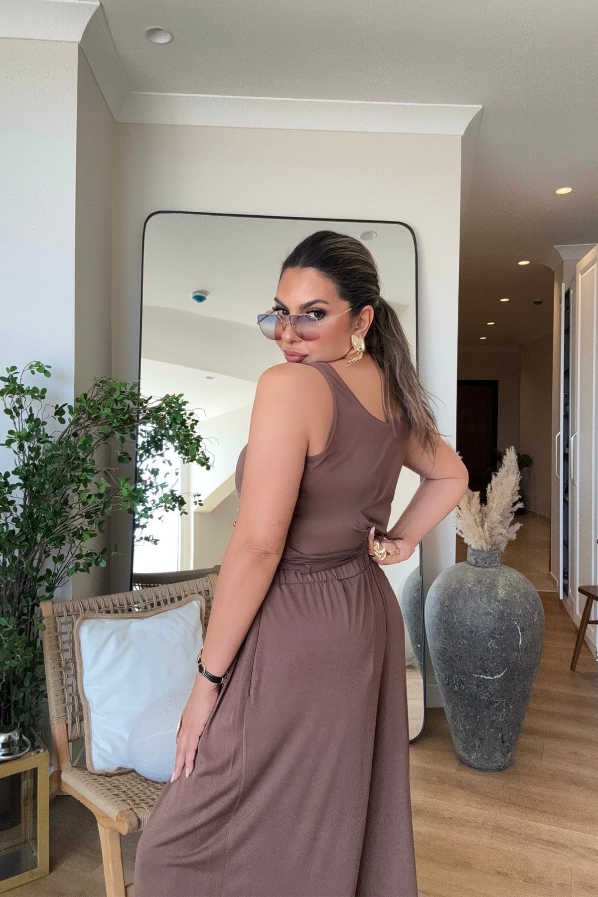 Modal Kumaş Askılı Atlet Kahverengi