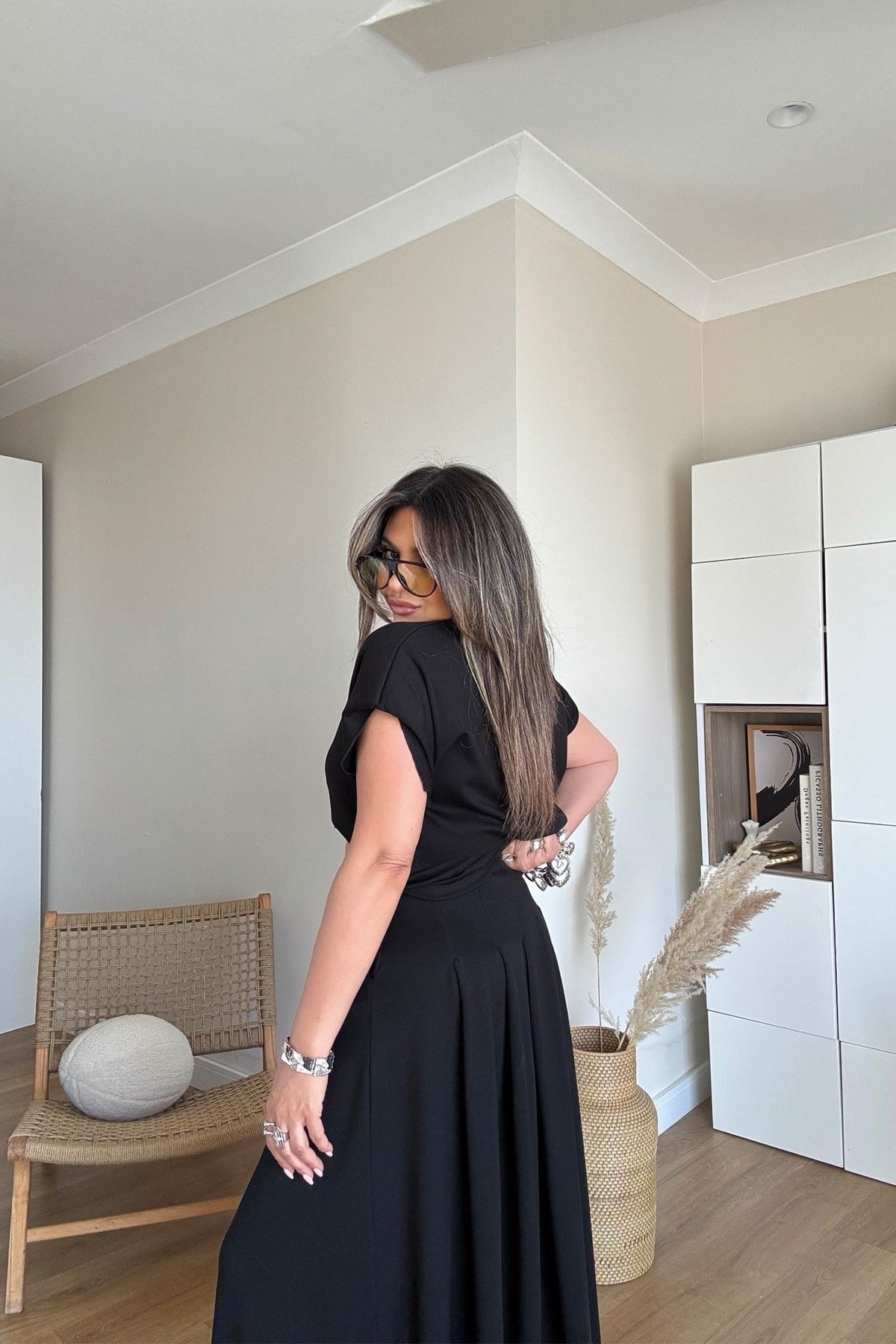Modal Kumaş Etek Bluz Takım Siyah
