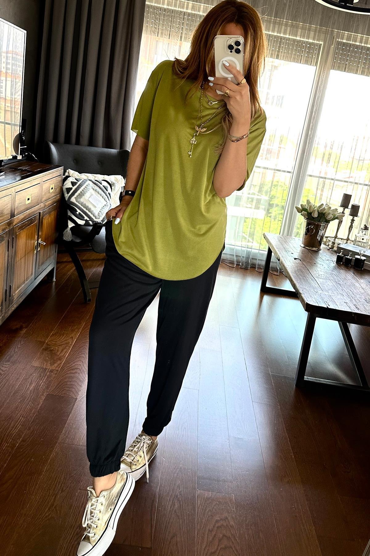 Modal Kumaş Jogger Pantolon Siyah