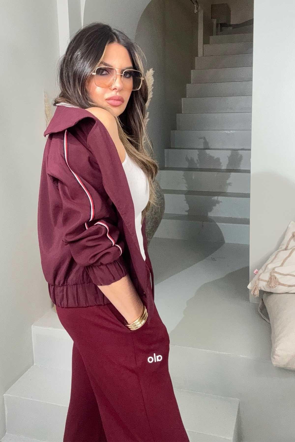 Modal Kumaş Silikon Baskı Eşofman Altı Bordo