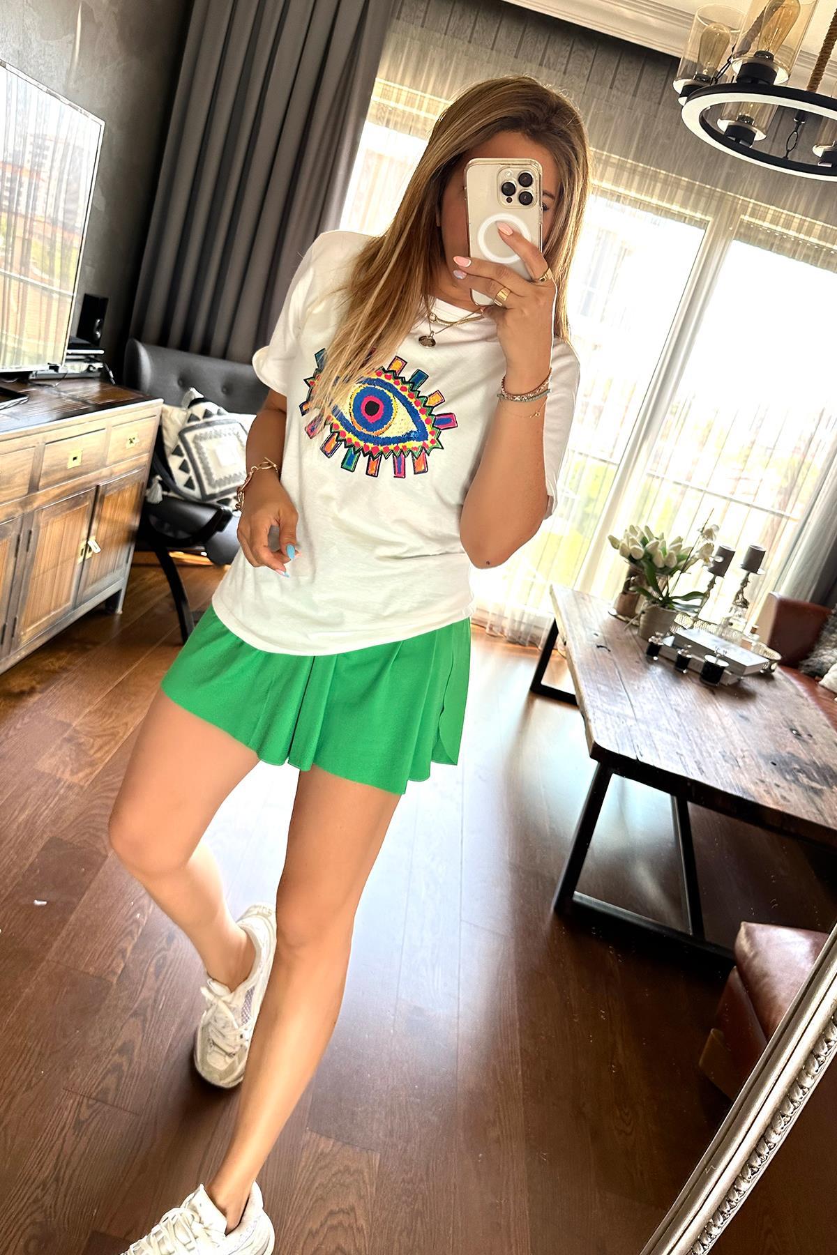 Modal Kumaş Şort Yeşil