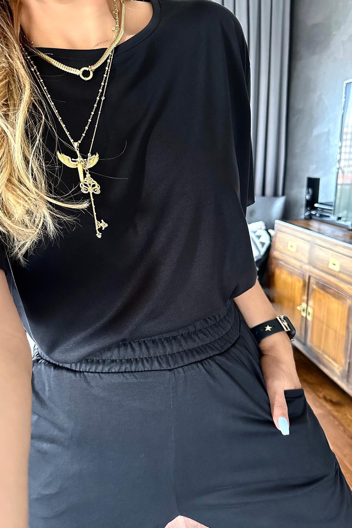 Modal Kumaş Tshirt Siyah