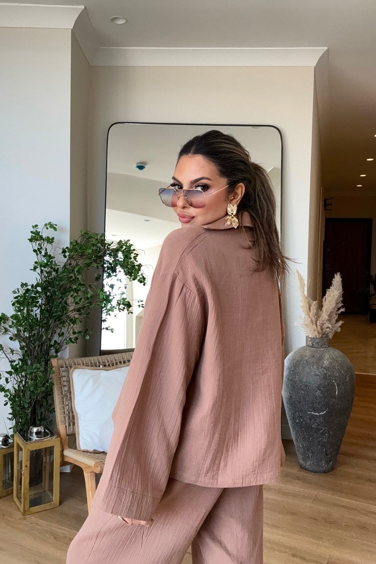 Müslin Gömlekli Takım Mocha Mousse