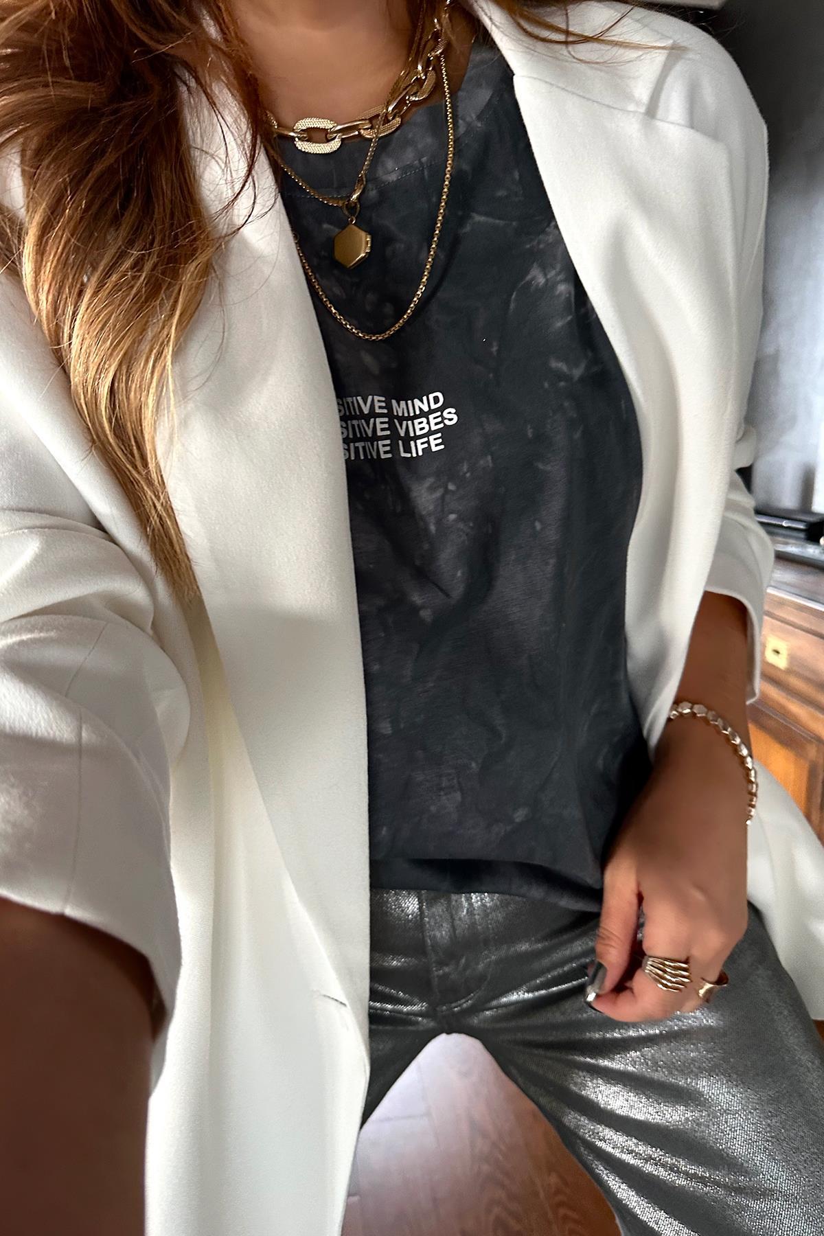 Oversize Blazer Ceket Ekru