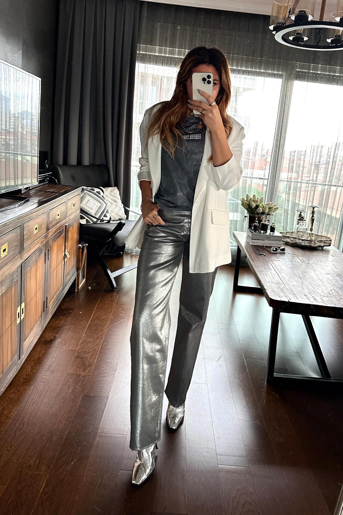 Oversize Blazer Ceket Ekru