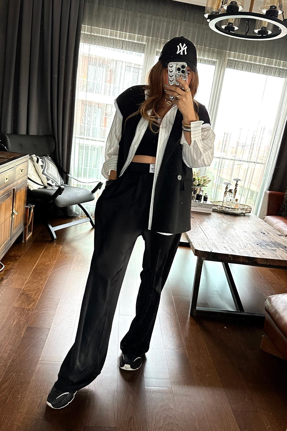 Oversize Blazer Yelek Siyah