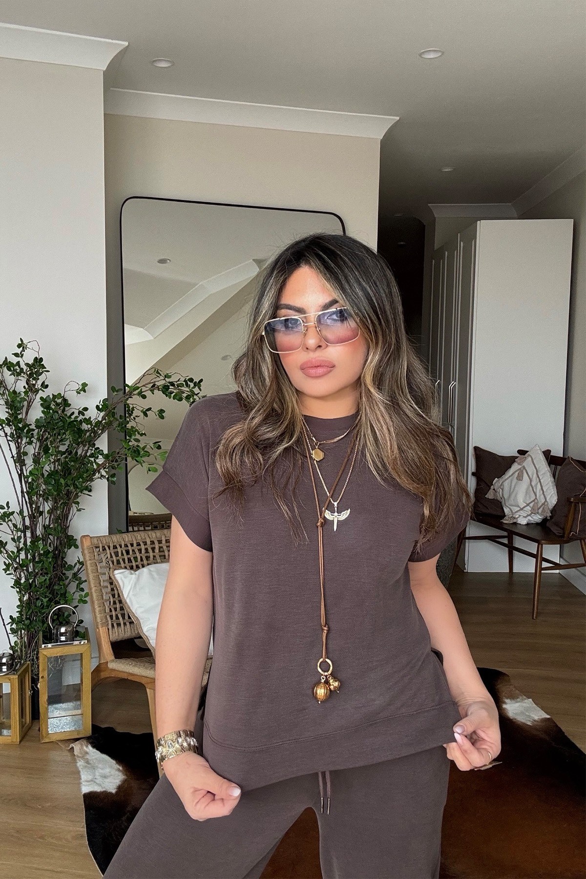 OYS Model Kısa Kollu Takım Acı Kahve