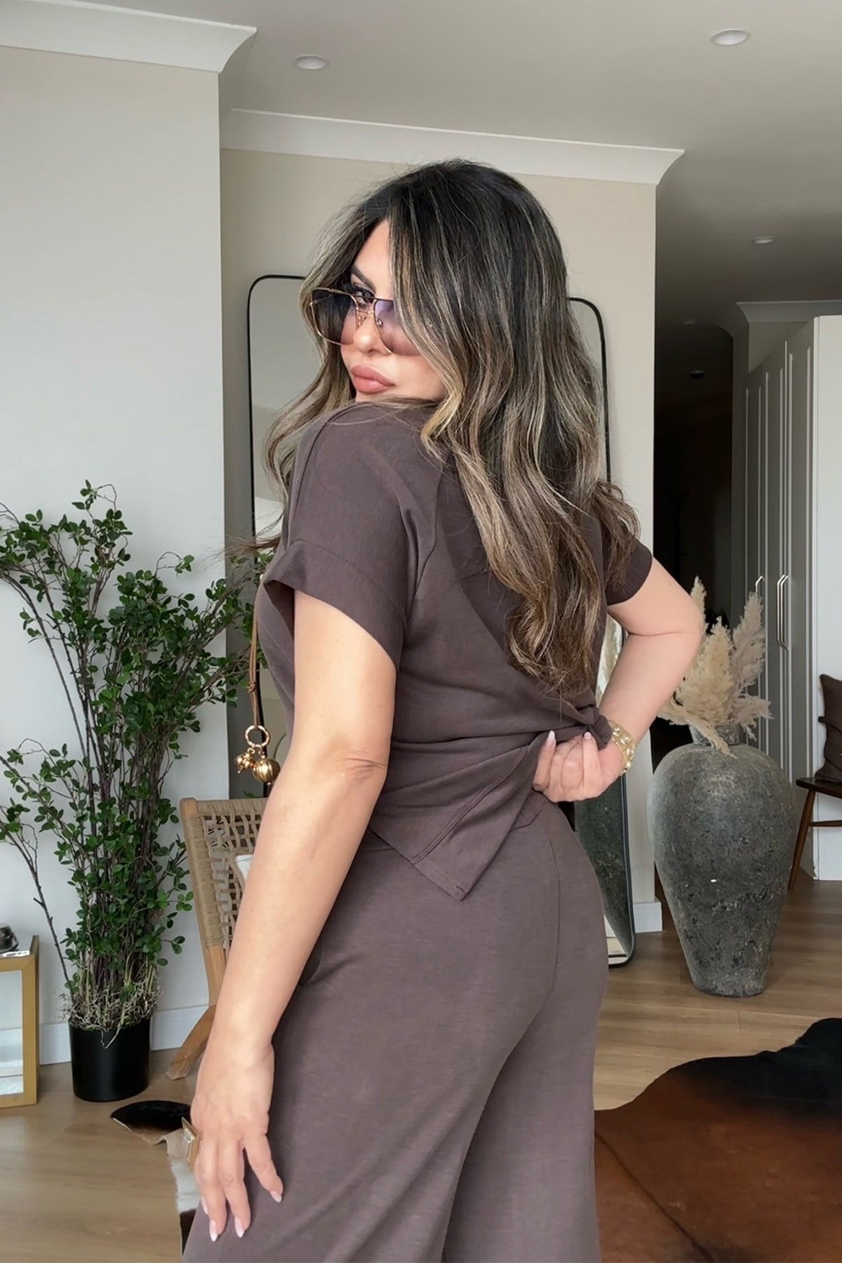 OYS Model Kısa Kollu Takım Acı Kahve