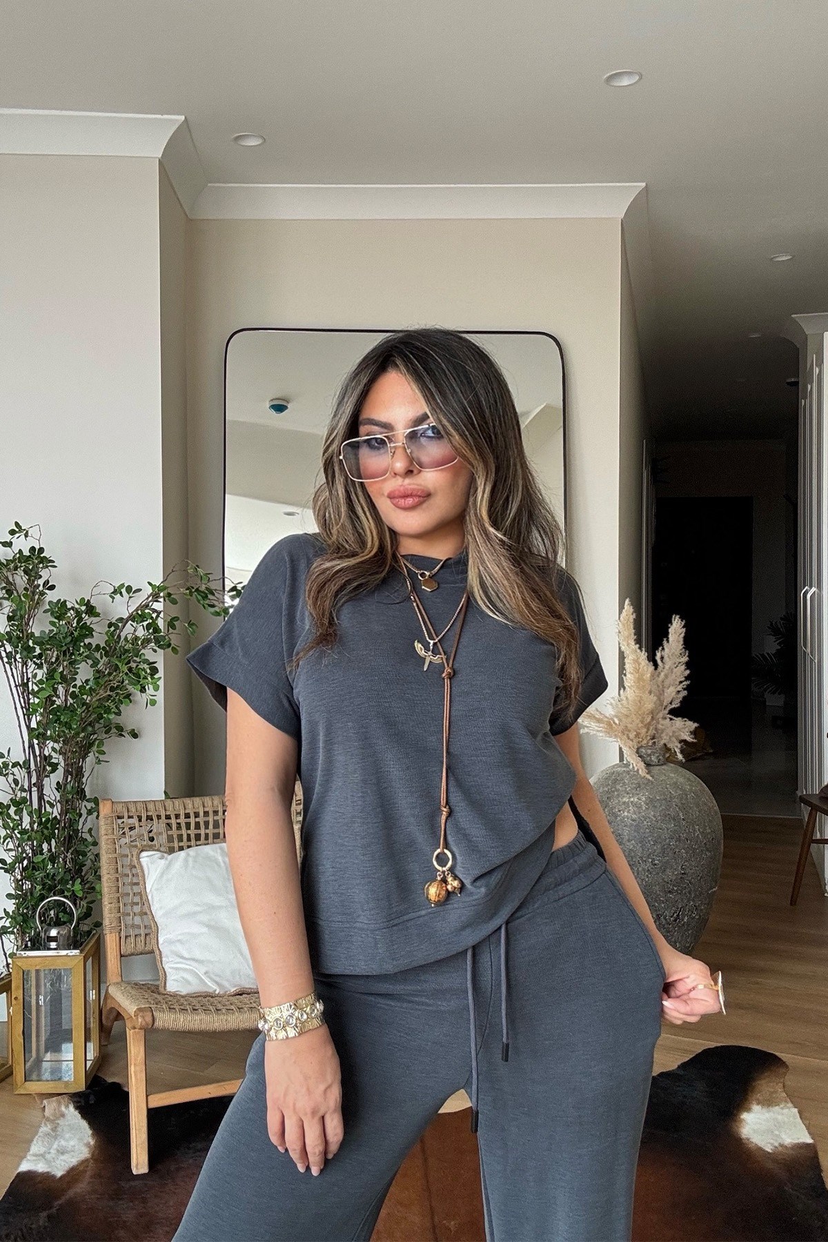 OYS Model Kısa Kollu Takım Antrasit