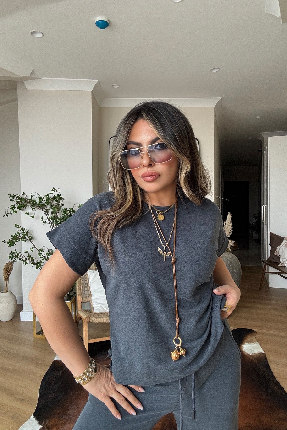 OYS Model Kısa Kollu Takım Antrasit
