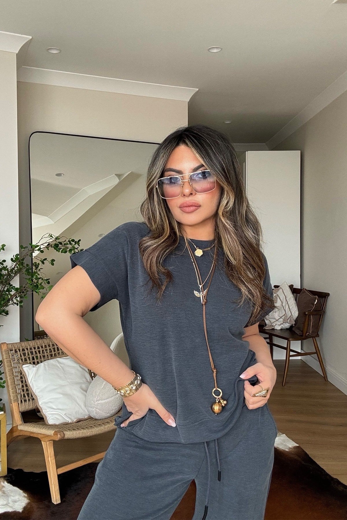 OYS Model Kısa Kollu Takım Antrasit