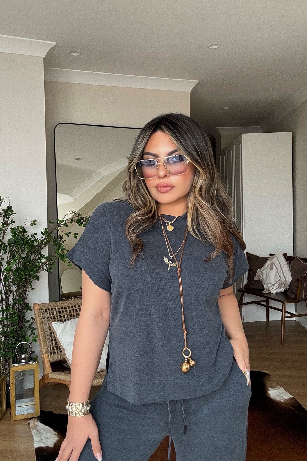 OYS Model Kısa Kollu Takım Antrasit