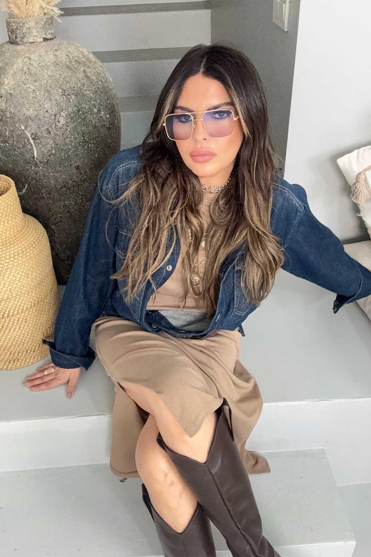 Oysh Model Basic Elbise Camel