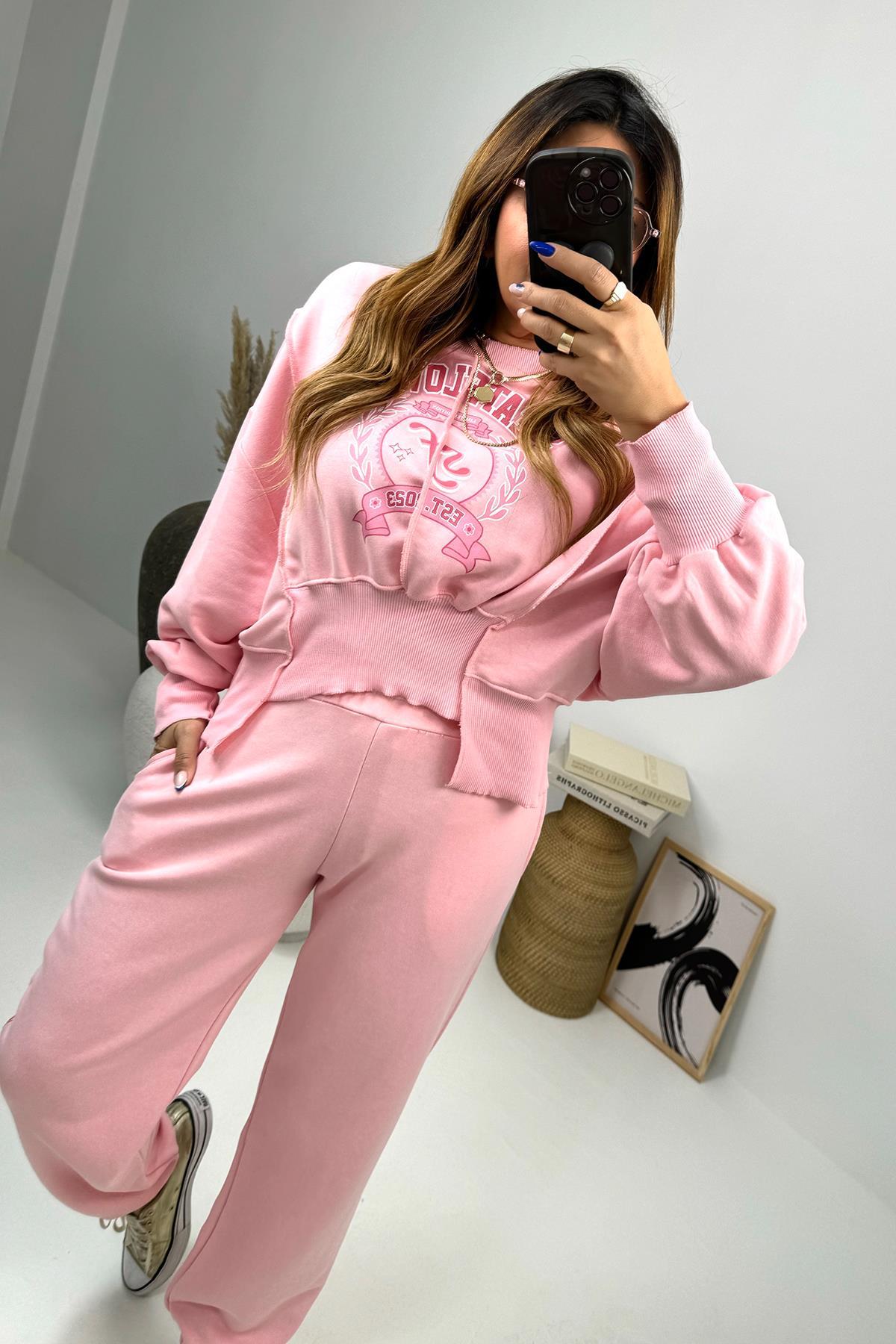 Paça Lastikli Eşofman Şeker Pembe