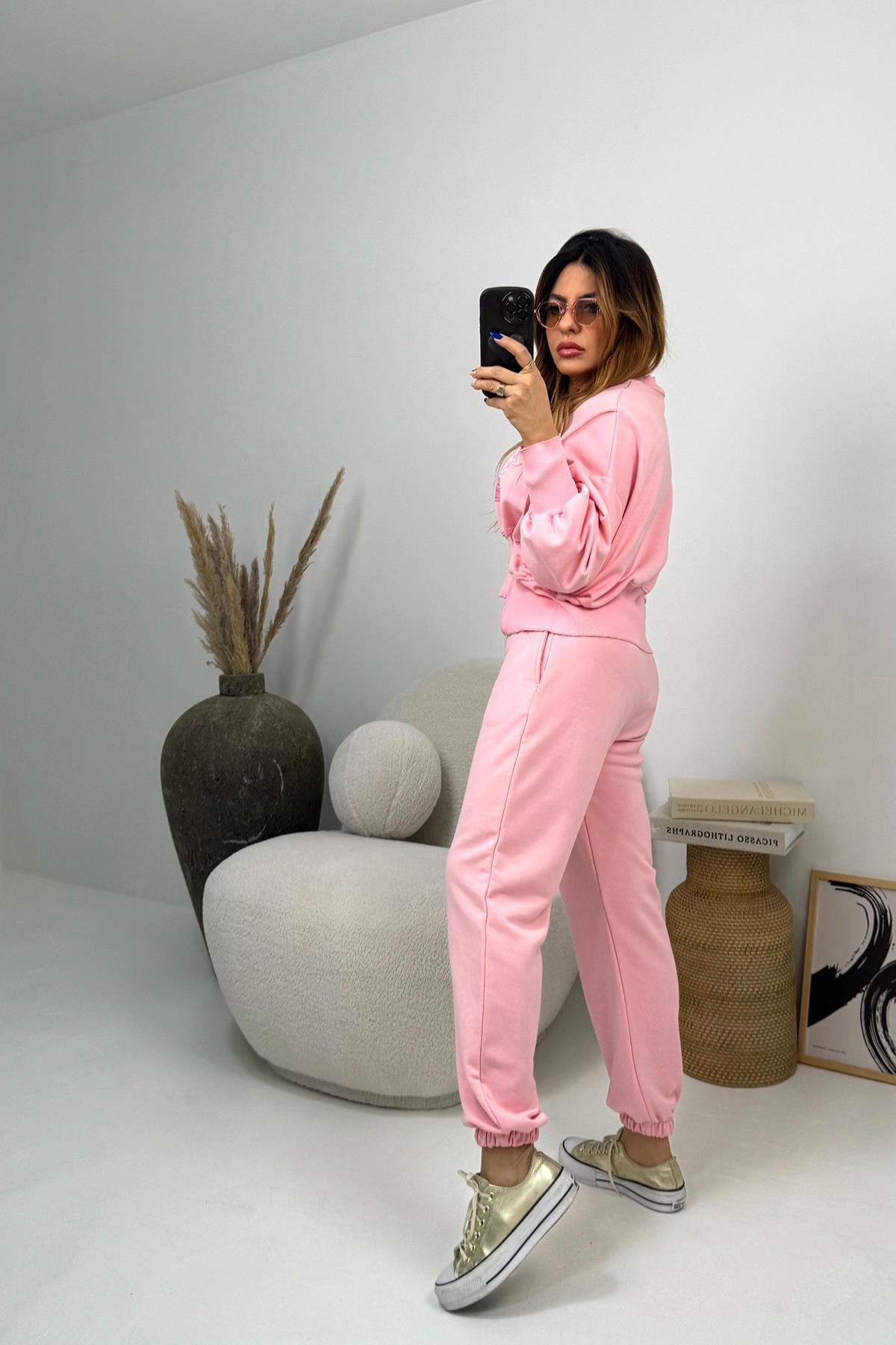 Paça Lastikli Eşofman Şeker Pembe