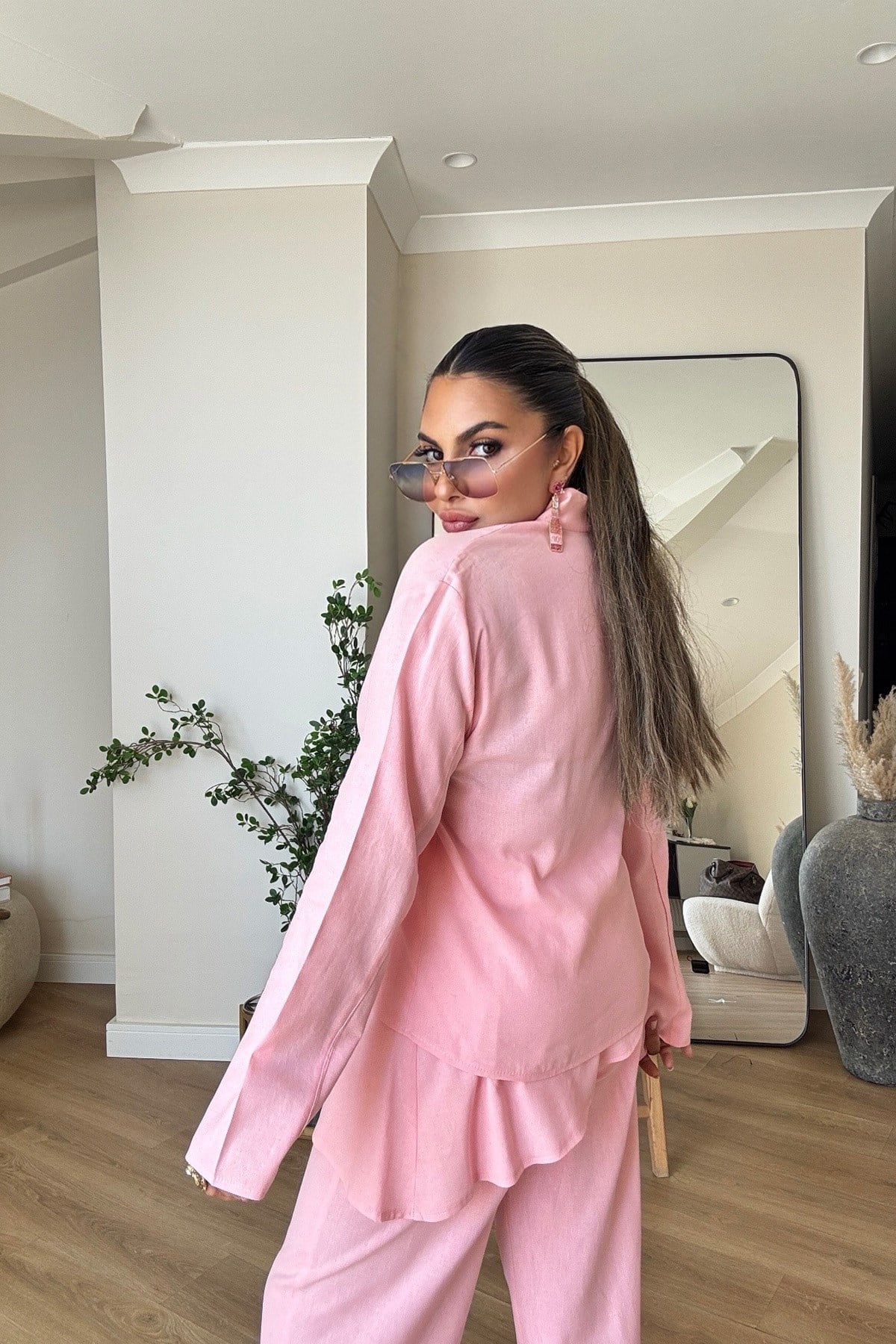 Pamuk Keten Tasarım Takım Pembe