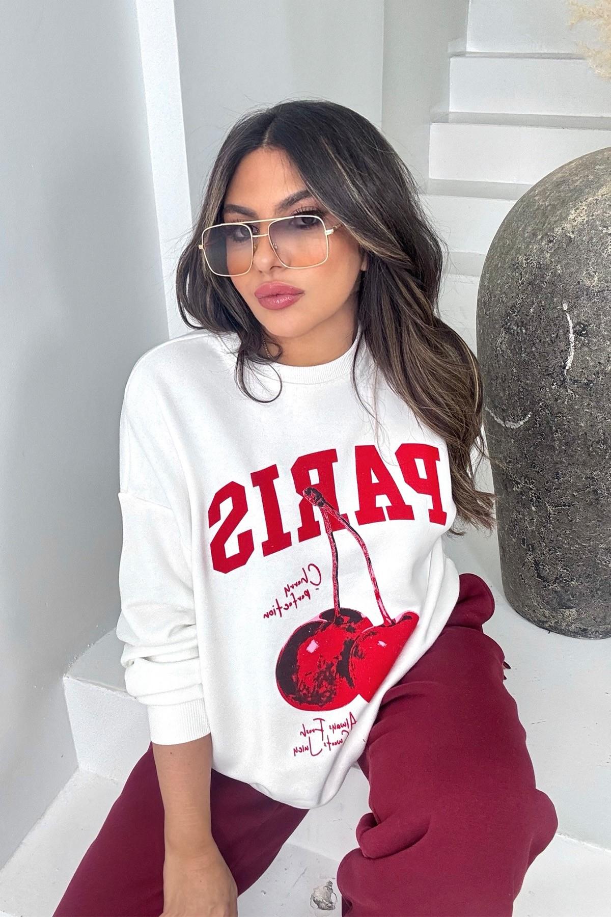 Paris Cherry Sweatshirt Ekru