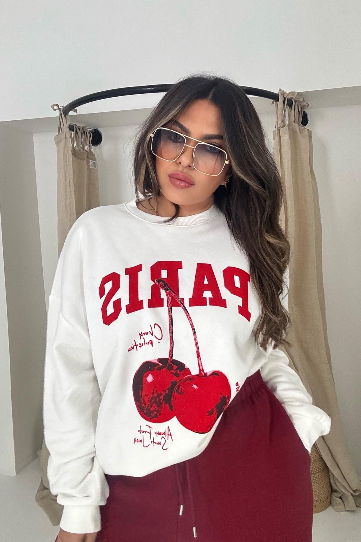 Paris Cherry Sweatshirt Ekru